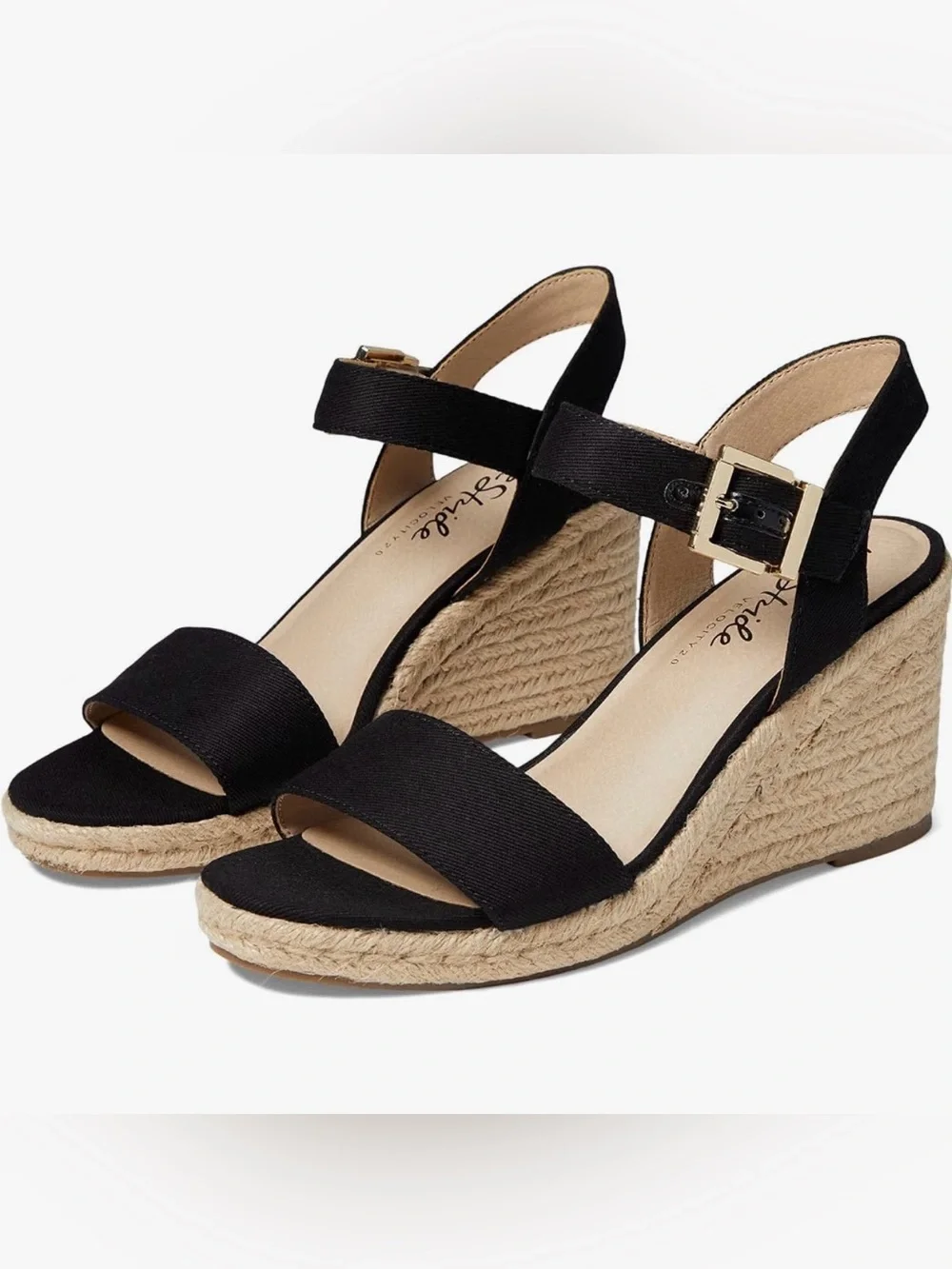 Lifestride Tango 2 black canvas espadrille wedges
